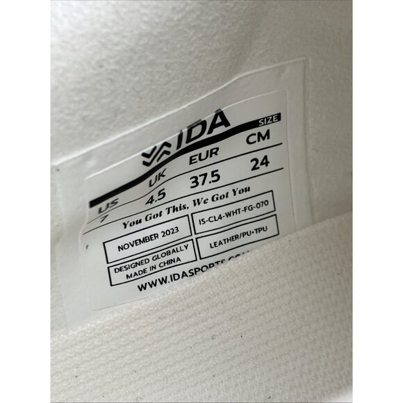 IDA Classica Womens Leather Soccer Cleats Size 7 White Futbol Multi Ground - Picture 9 of 15